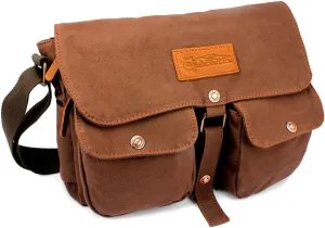 GEARONIC Men's Vintage Canvas Satchel College Military Shoulder Messenger Crossbody Bag
