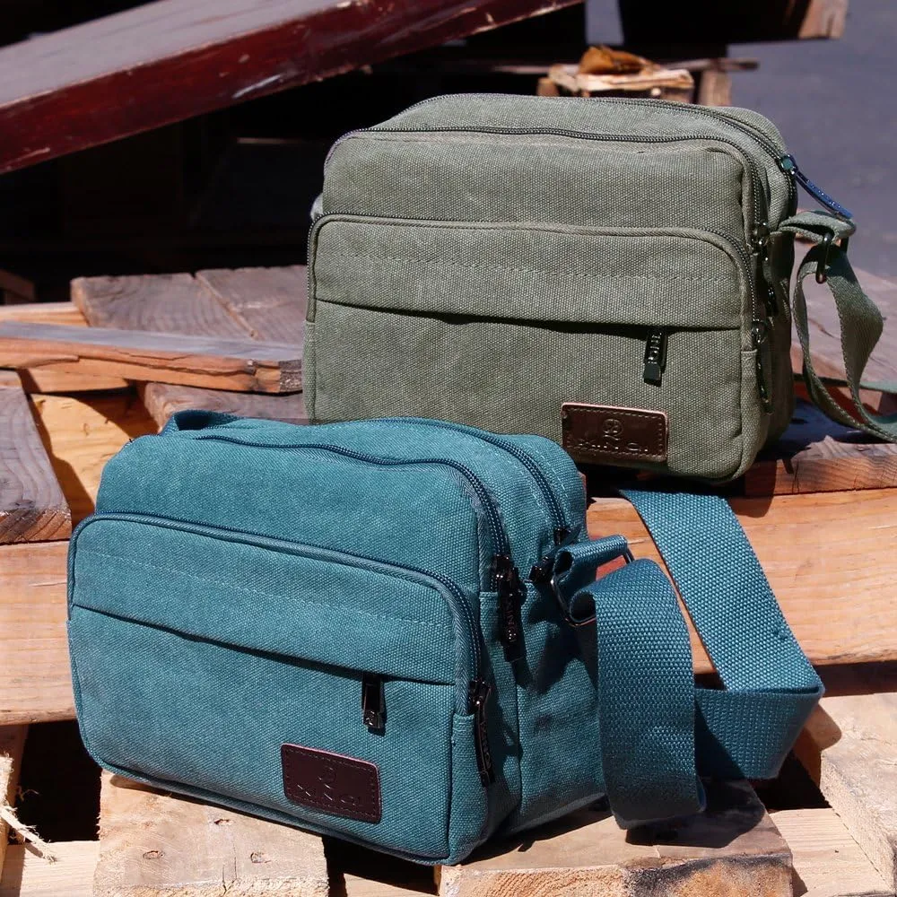 GEARONIC TM Men Vintage Crossbody Canvas Messenger Shoulder Bag Hiking Military Travel Satchel
