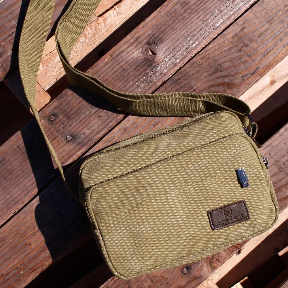 GEARONIC TM Men Vintage Crossbody Canvas Messenger Shoulder Bag Hiking Military Travel Satchel
