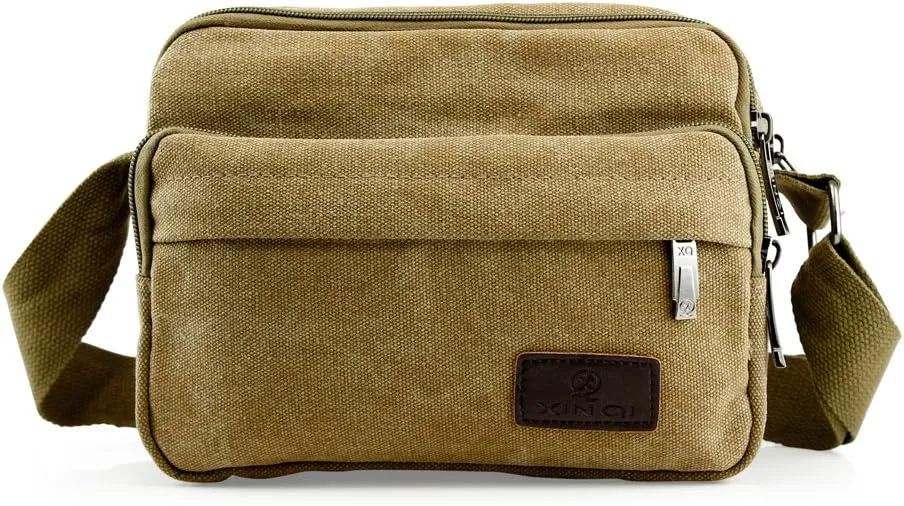 GEARONIC TM Men Vintage Crossbody Canvas Messenger Shoulder Bag Hiking Military Travel Satchel