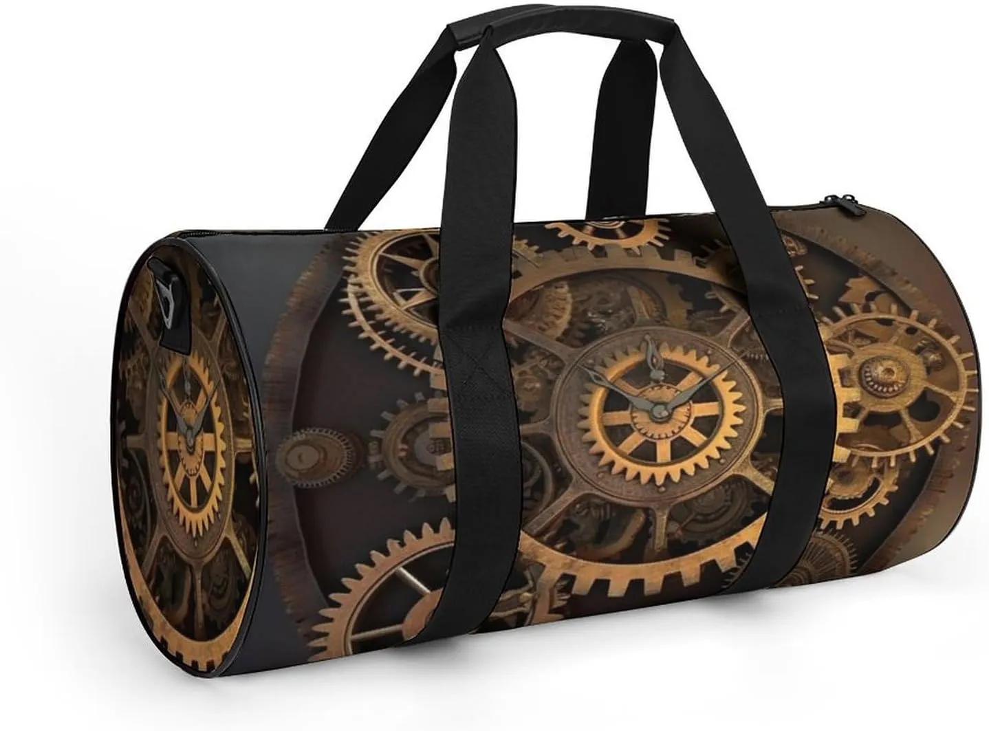 Gears Clock Bronze Century Gym Bag Small Travel Duffle Bag with Compartment Carry On Weekender Bag for Women Men