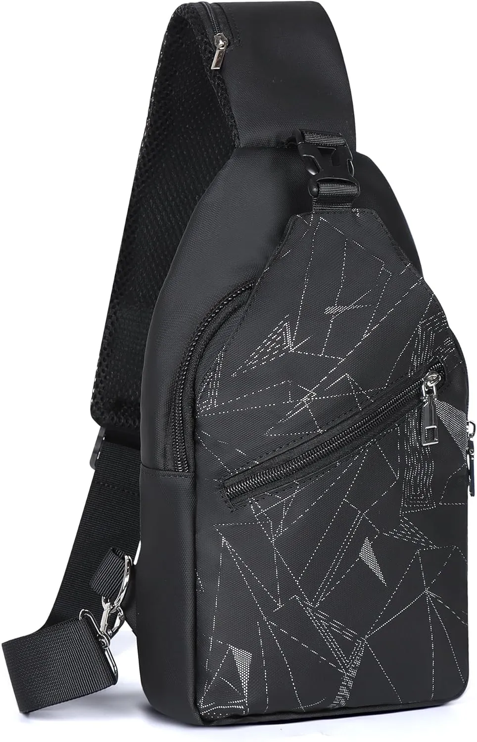 Geestock Sling Bag Backpack for Men & Women, Crossbody Backpack Shoulder Bag Waterproof Chest Bag For Daypack Travel Hiking (Black)