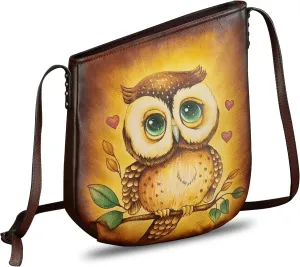 Genuine Leather Crossbody Bag for Women Hand Painted Leather Handmade Crossbody Satchel Purse Handbag