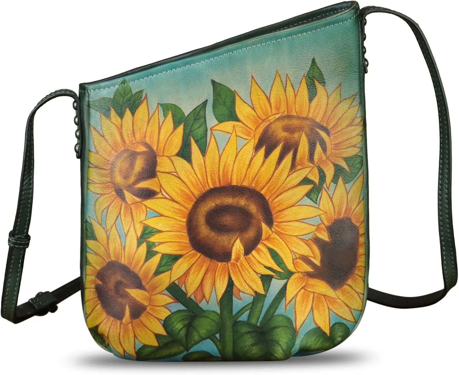 Genuine Leather Crossbody Bag for Women Hand Painted Leather Handmade Crossbody Satchel Purse Handbag