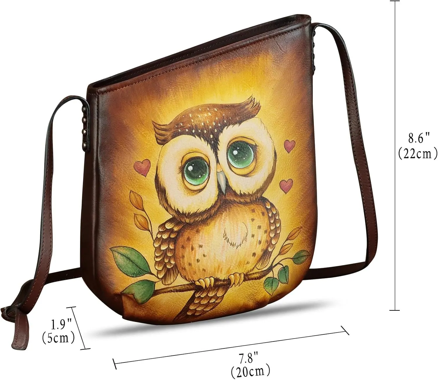 Genuine Leather Crossbody Bag for Women Hand Painted Leather Handmade Crossbody Satchel Purse Handbag