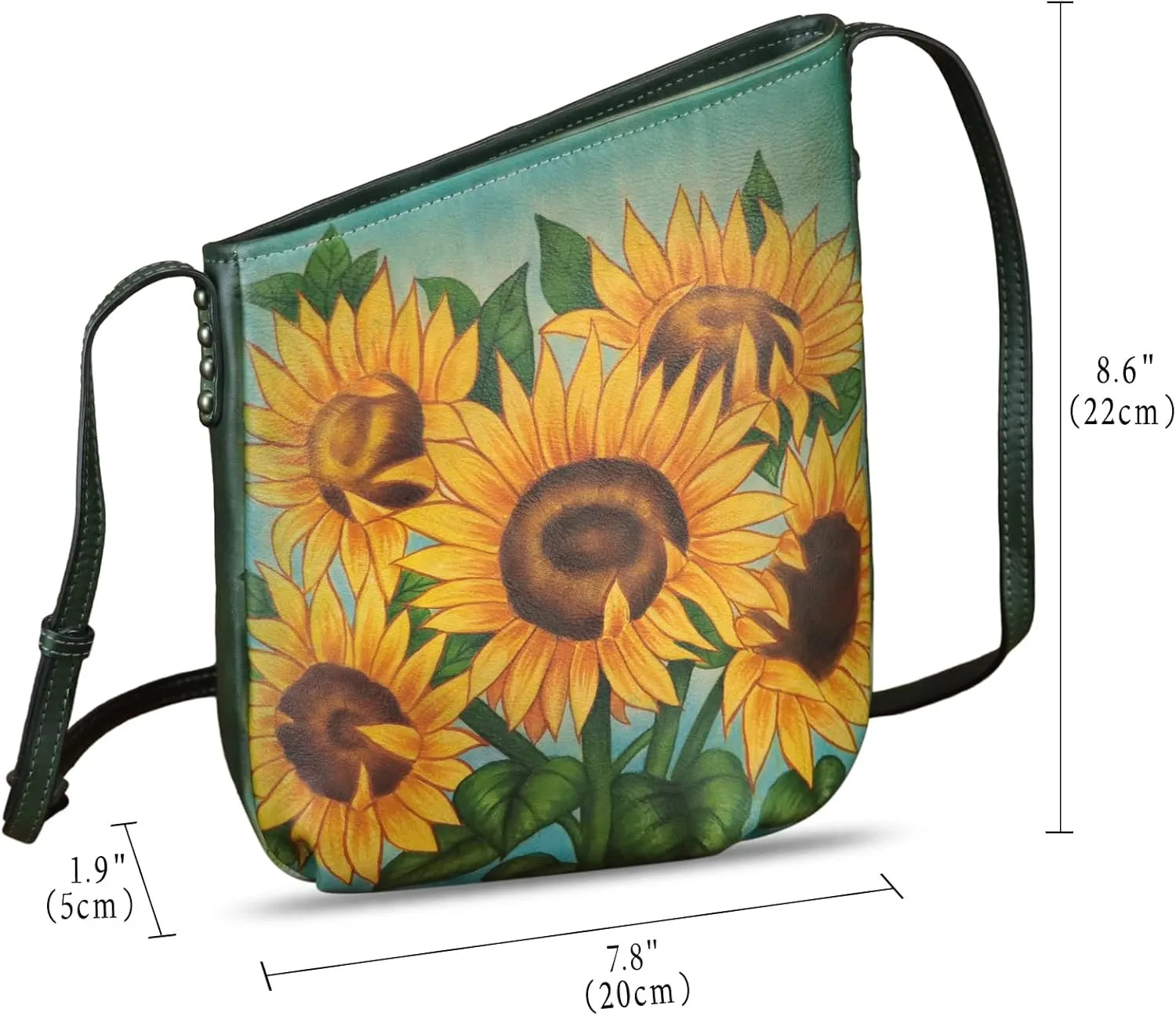 Genuine Leather Crossbody Bag for Women Hand Painted Leather Handmade Crossbody Satchel Purse Handbag