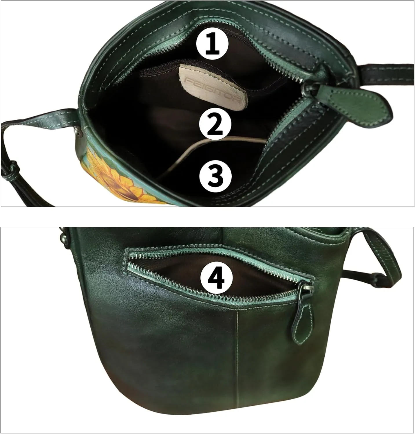 Genuine Leather Crossbody Bag for Women Hand Painted Leather Handmade Crossbody Satchel Purse Handbag