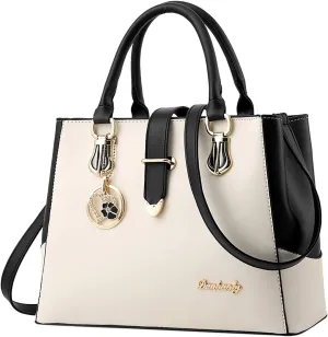 Genuine Leather Crossbody Bags for Women Designer Satchel Handbags Top-Handle Purses with Strap Casual Daily Bag(White)