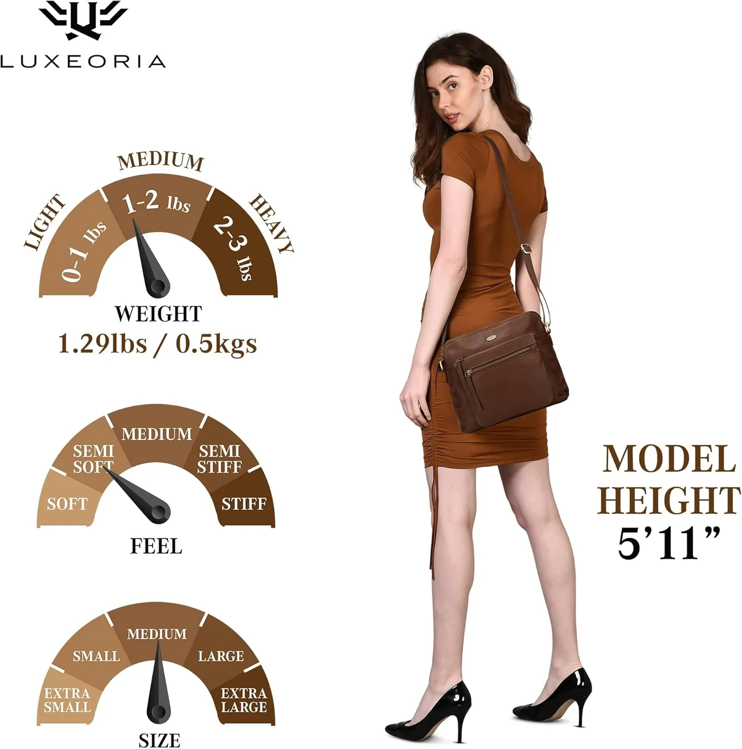 Genuine Leather Crossbody Bags for Women, Premium Handmade Leather Purses - Shoulder Handbags, Adjustable Strap