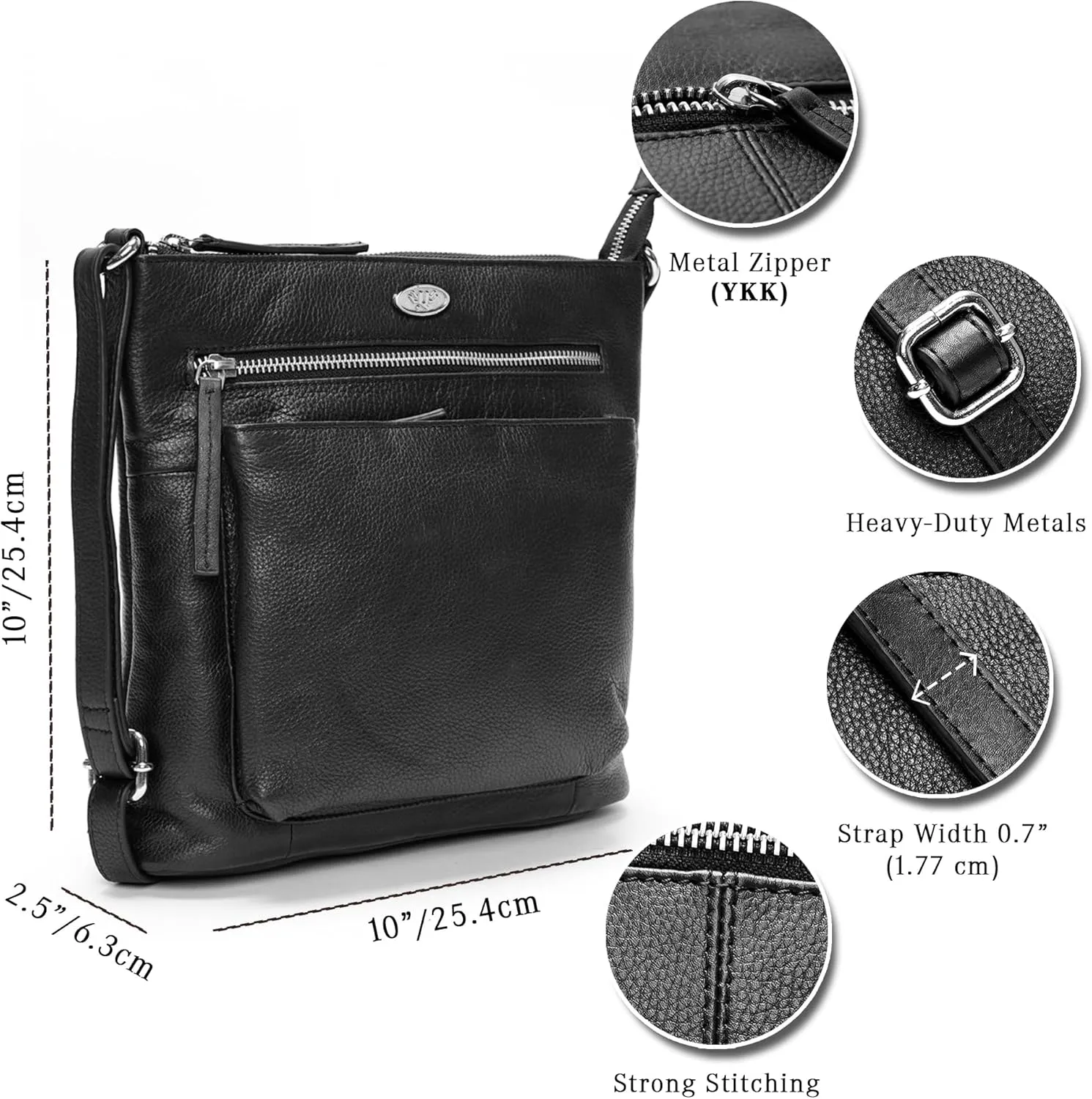 Genuine Leather Crossbody Bags for Women, Premium Handmade Leather Purses - Shoulder Handbags, Adjustable Strap