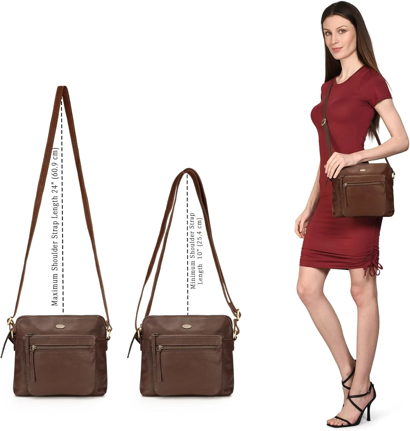 Genuine Leather Crossbody Bags for Women, Premium Handmade Leather Purses - Shoulder Handbags, Adjustable Strap