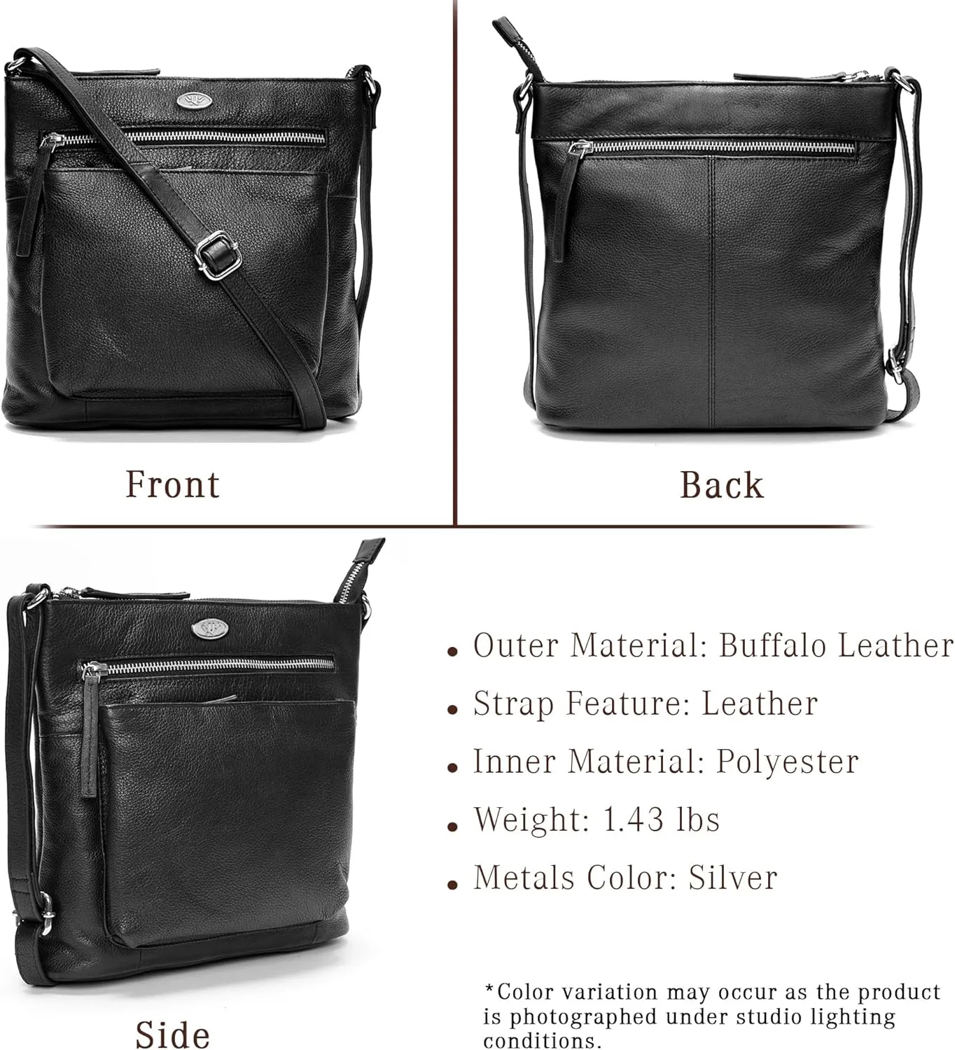 Genuine Leather Crossbody Bags for Women, Premium Handmade Leather Purses - Shoulder Handbags, Adjustable Strap