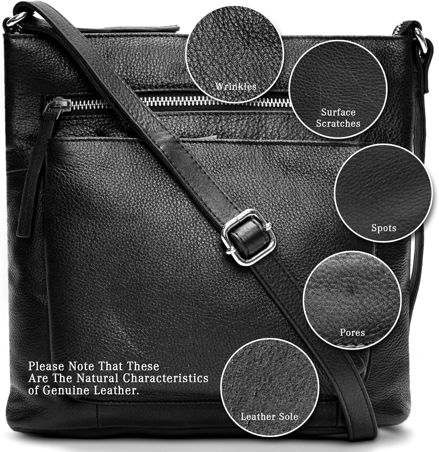 Genuine Leather Crossbody Bags for Women, Premium Handmade Leather Purses - Shoulder Handbags, Adjustable Strap