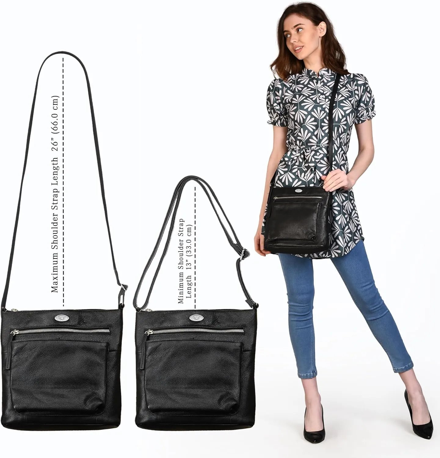 Genuine Leather Crossbody Bags for Women, Premium Handmade Leather Purses - Shoulder Handbags, Adjustable Strap