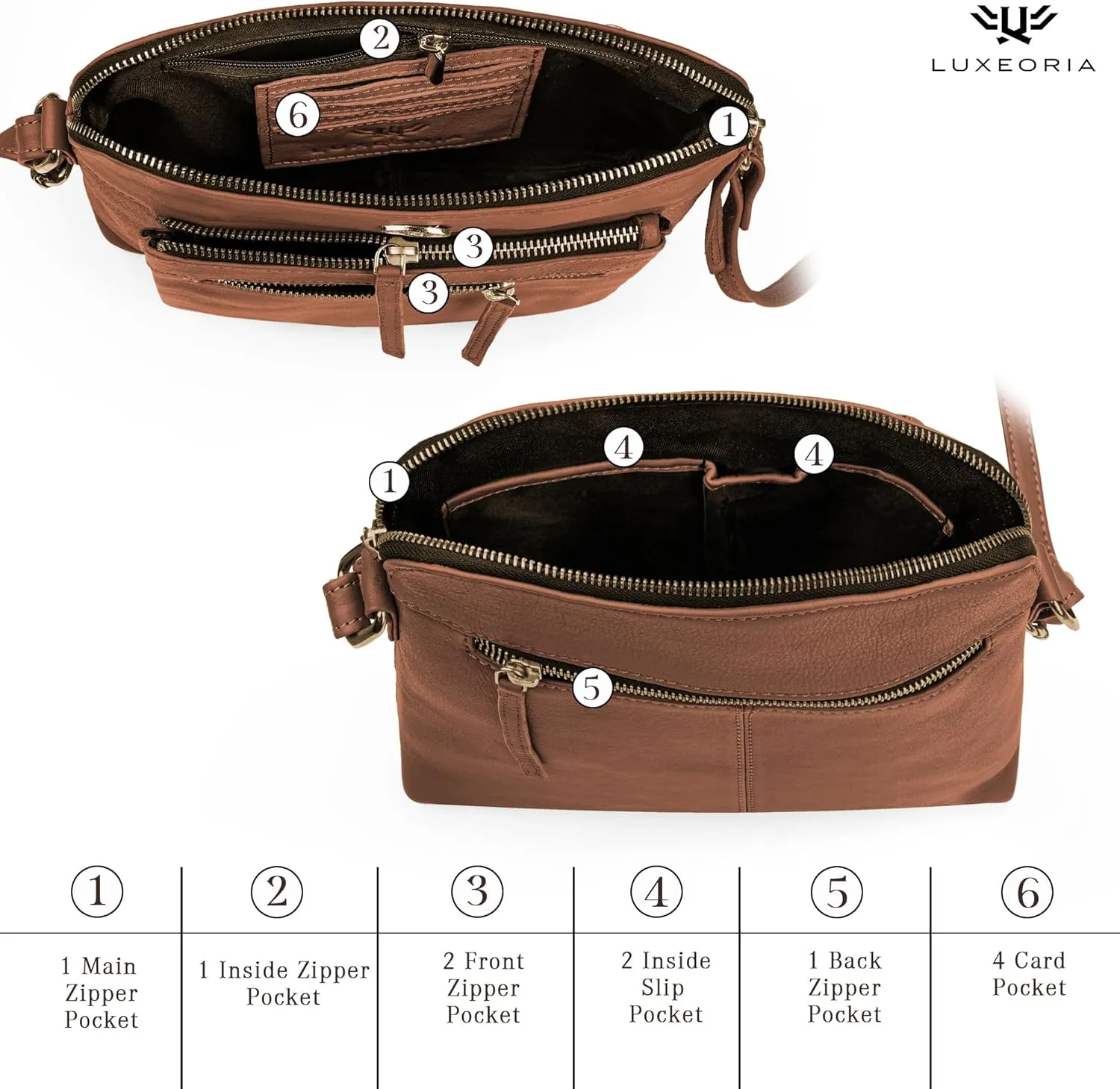Genuine Leather Crossbody Bags for Women, Premium Handmade Leather Purses - Shoulder Handbags, Adjustable Strap
