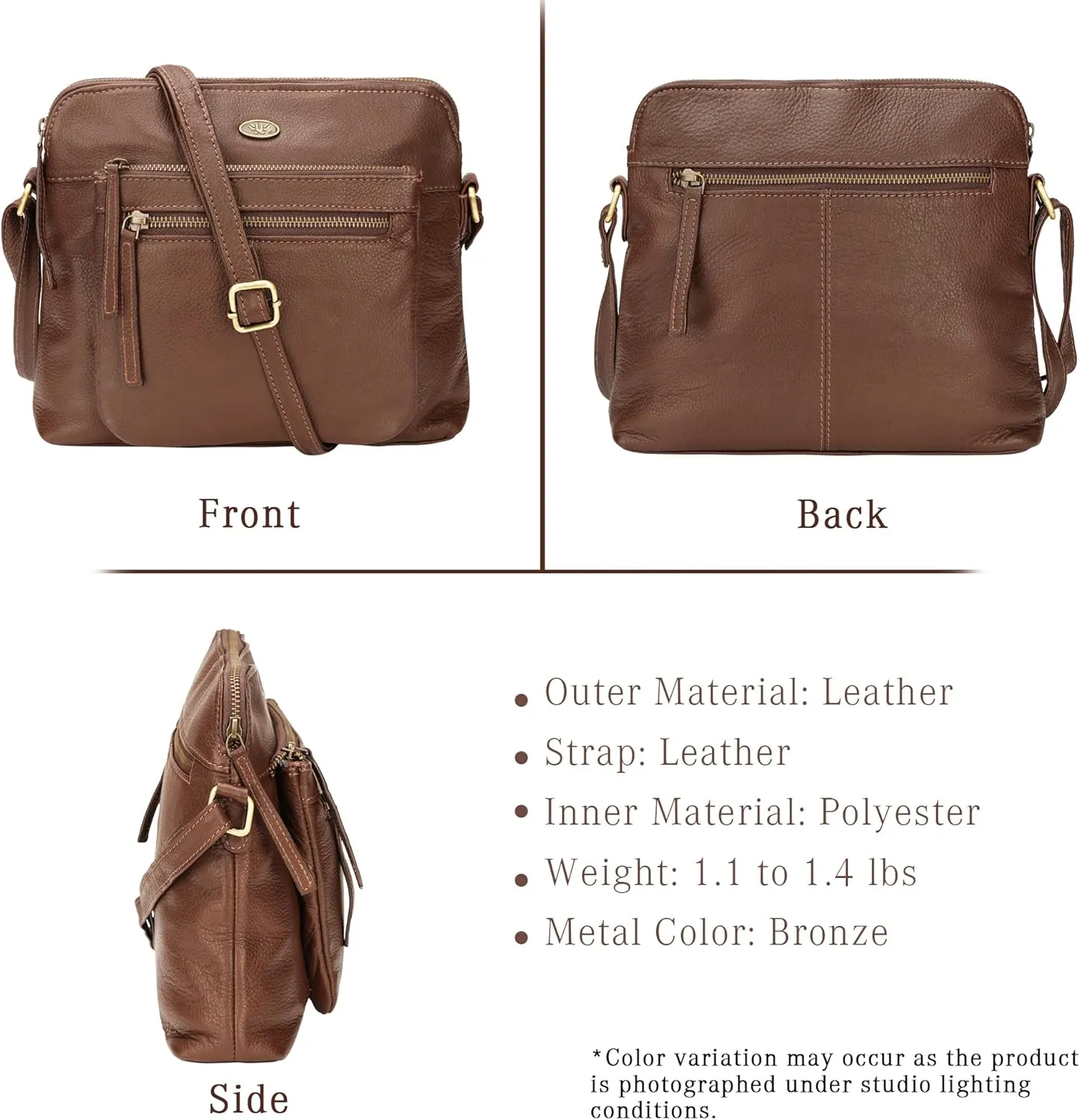 Genuine Leather Crossbody Bags for Women, Premium Handmade Leather Purses - Shoulder Handbags, Adjustable Strap