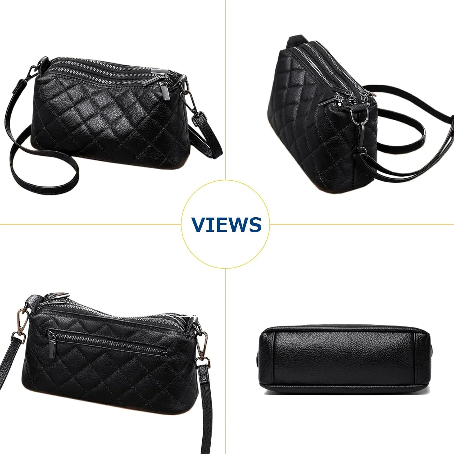 Genuine Leather Crossbody Purses for Women Small Shoulder Handbags Quilted Hobo Bags