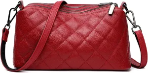 Genuine Leather Crossbody Purses for Women Small Shoulder Handbags Quilted Hobo Bags