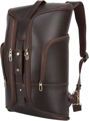 Genuine Leather Duffel Bag Convertible Backpack Vintage Dark Brown