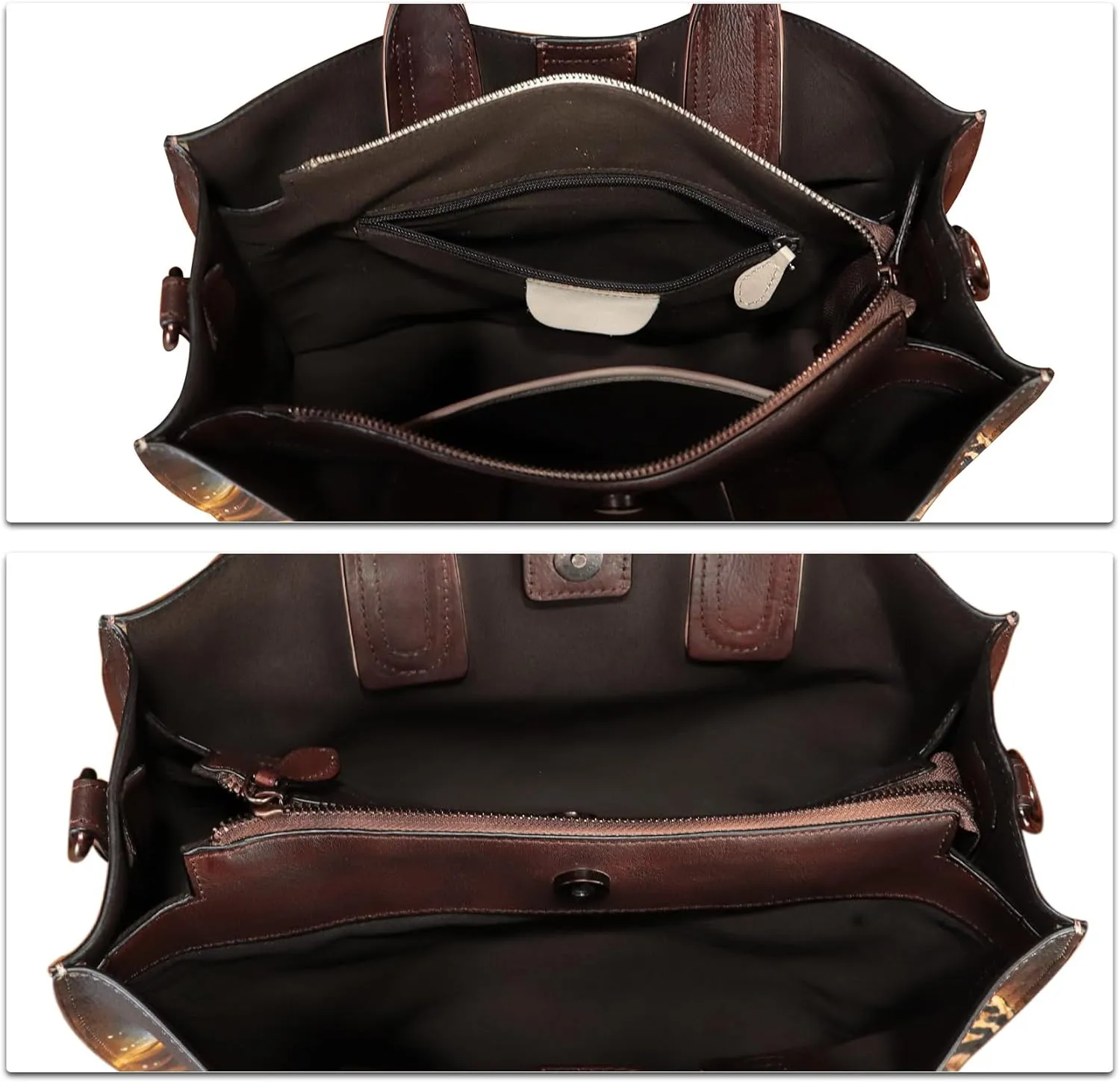 Genuine Leather Handbag for Women Hand Painted Leather Top Handle Bag Handmade Crossbody Purse Work Tote