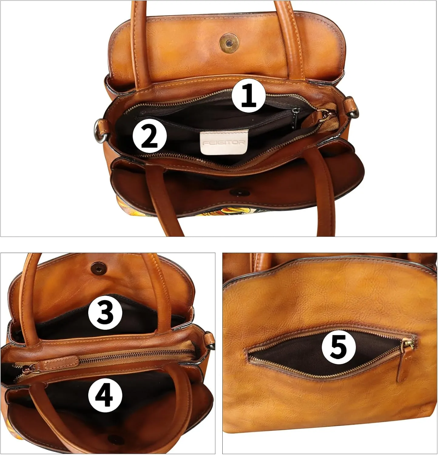 Genuine Leather Handbag for Women Hand Painted Leather Top Handle Satchel Handmade Crossbody Purse