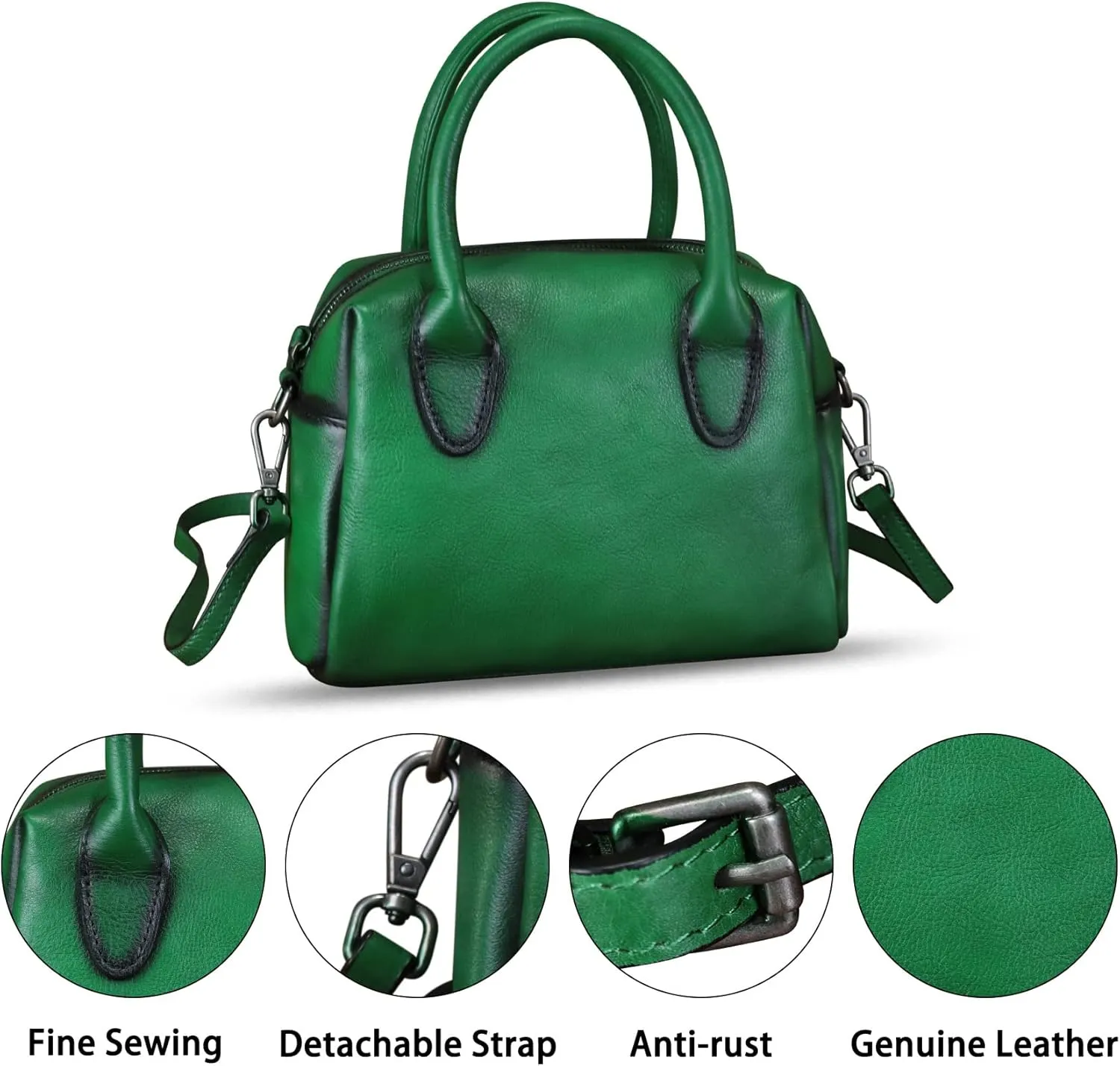 Genuine Leather Handbag for Women Leather Top Handle Purse Retro Handmade Satchel Vintage Crossbody Hobo Bag
