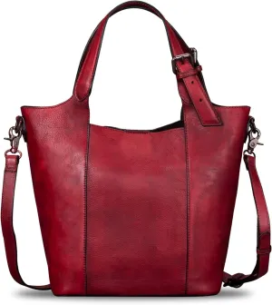 Genuine Leather Handbag for Women Vintage Handmade Shoulder Bag Purse Tote Cowhide Satchel Crossbody Top-Handle Bag