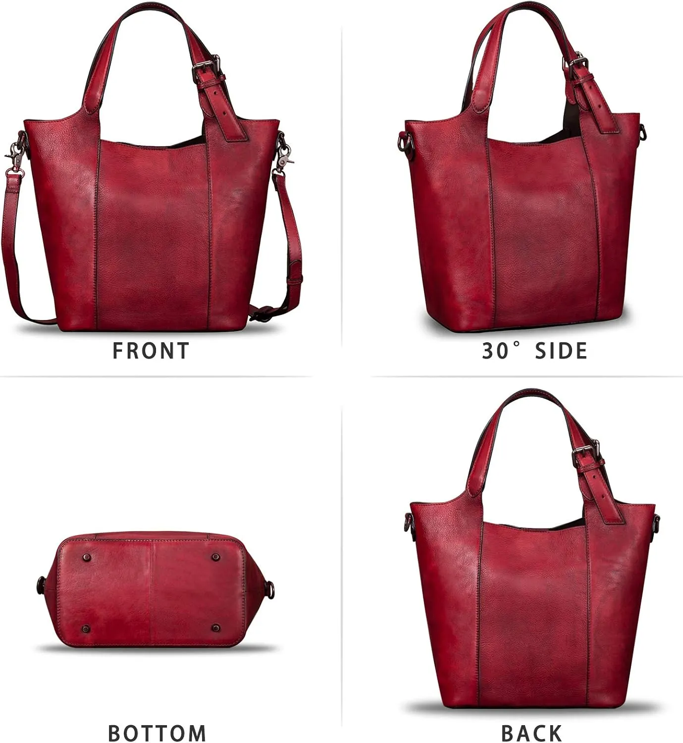 Genuine Leather Handbag for Women Vintage Handmade Shoulder Bag Purse Tote Cowhide Satchel Crossbody Top-Handle Bag