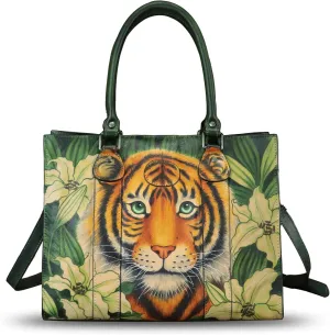 Genuine Leather Handbag Satchel for Women Hand Painted Handmade Work Tote Bag Crossbody Shoulder Purse