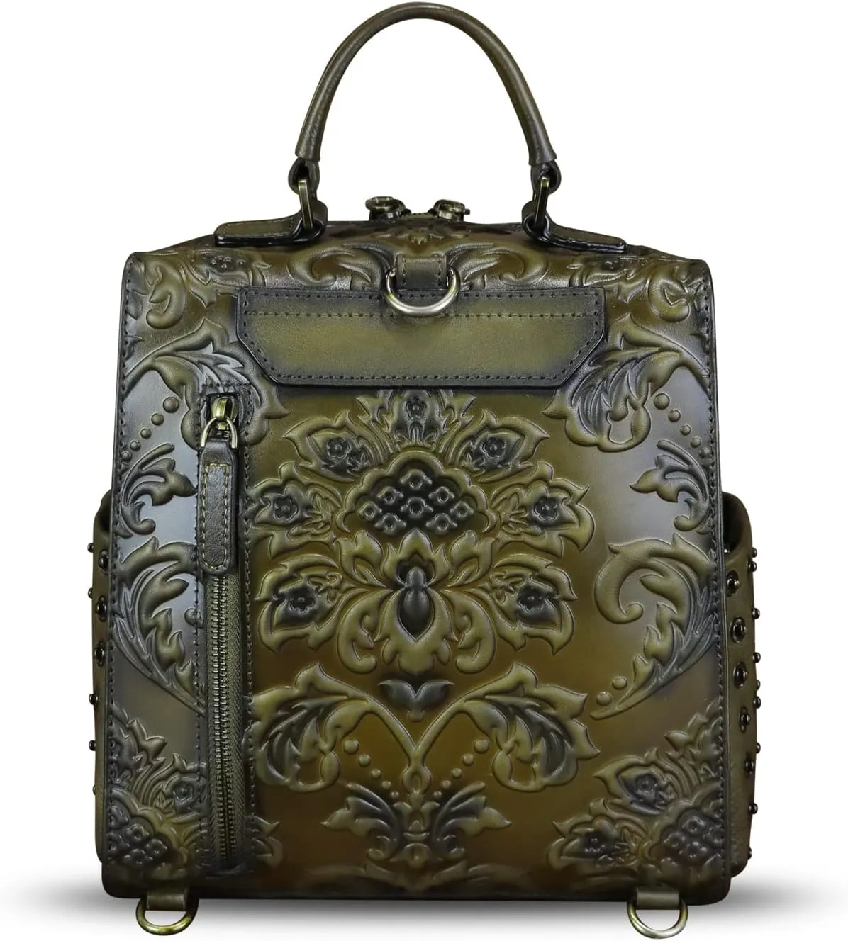 Genuine Leather Purses and Handbags for Women Embossed Leather Backpack Convertible Shoulder Bag Satchel Purse