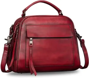 Genuine Leather Purses and Handbags for Women Shoulder Bag Vintage Handmade Real Leather Crossbody Satchel Purse with Strap