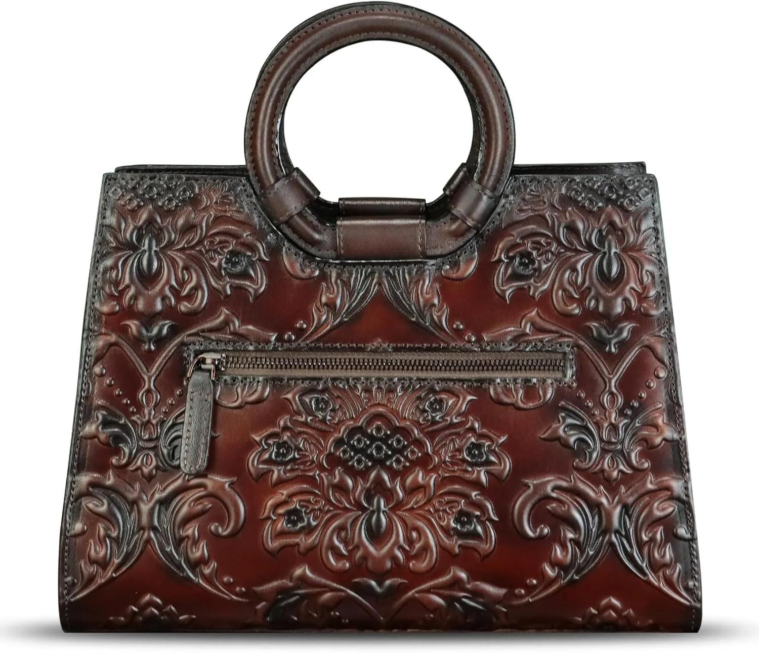 Genuine Leather Purses and Handbags for Women Vintage Embossed Leather Crossbody Shoulder Bag Satchel Top Handle Bag