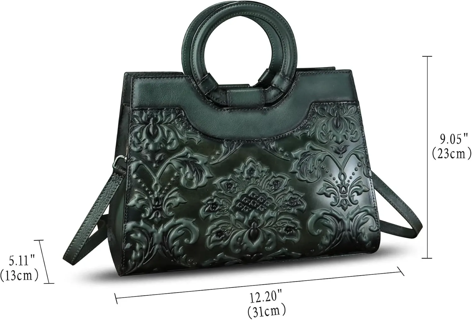 Genuine Leather Purses and Handbags for Women Vintage Embossed Leather Crossbody Shoulder Bag Satchel Top Handle Bag