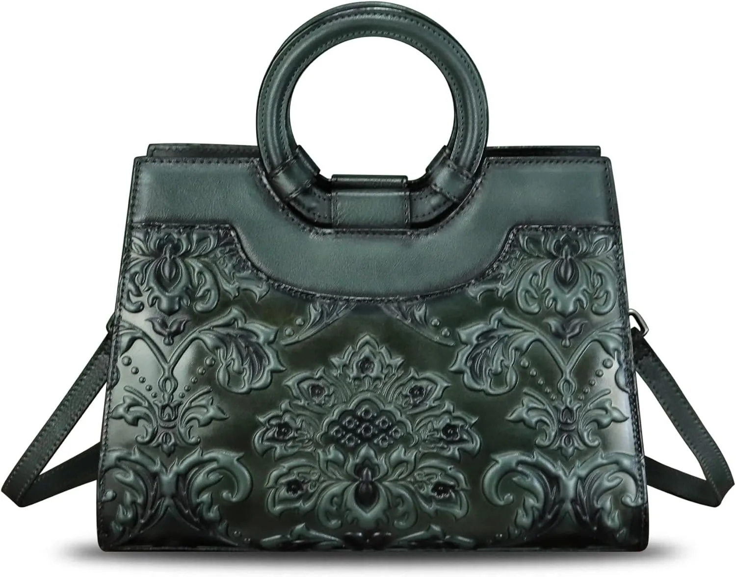 Genuine Leather Purses and Handbags for Women Vintage Embossed Leather Crossbody Shoulder Bag Satchel Top Handle Bag