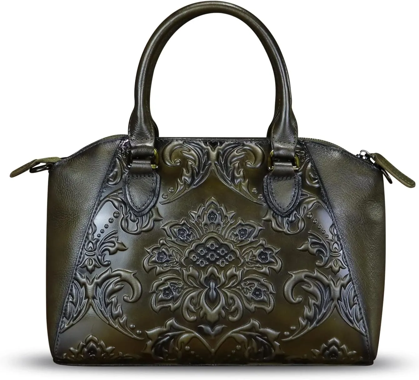 Genuine Leather Purses and Handbags for Women Vintage Embossed Leather Satchel Bags Crossbody Shoulder Bag Strap