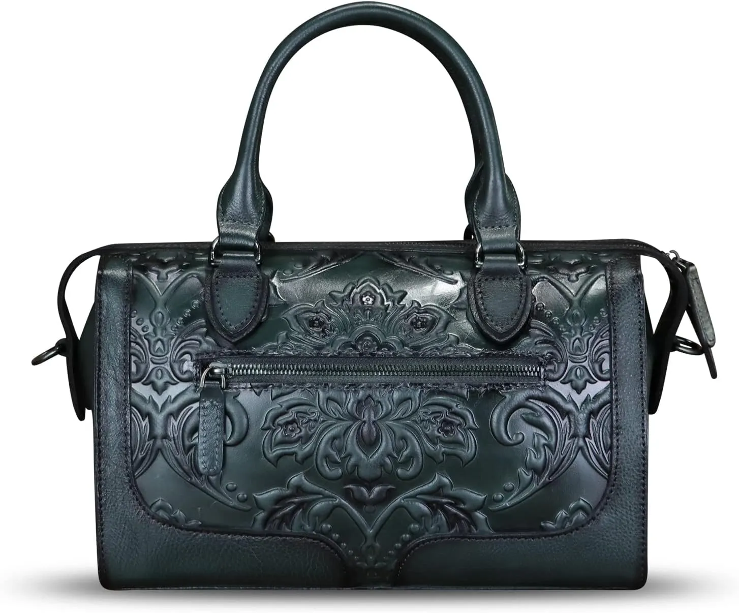 Genuine Leather Purses and Handbags for Women Vintage Embossed Leather Top Handle Crossbody Shoulder Bag Satchel Bag Strap