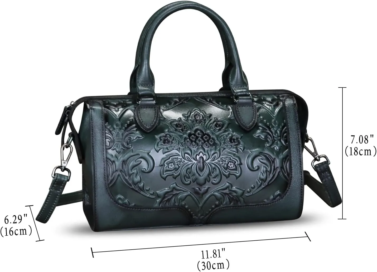 Genuine Leather Purses and Handbags for Women Vintage Embossed Leather Top Handle Crossbody Shoulder Bag Satchel Bag Strap