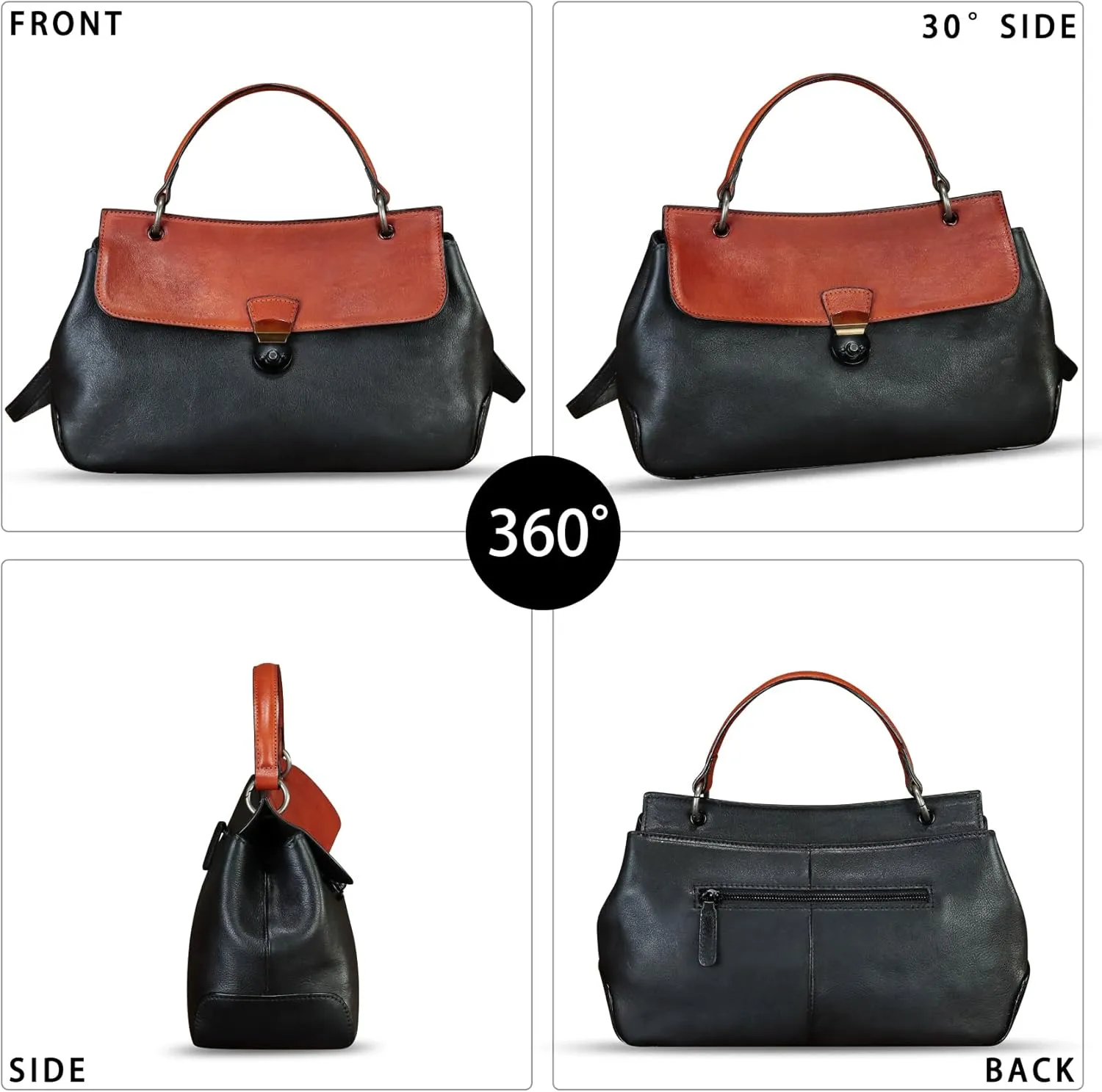 Genuine Leather Purses and Handbags for Women Vintage Leather Satchel Bags Shoulder Bag Crossbody with Strap