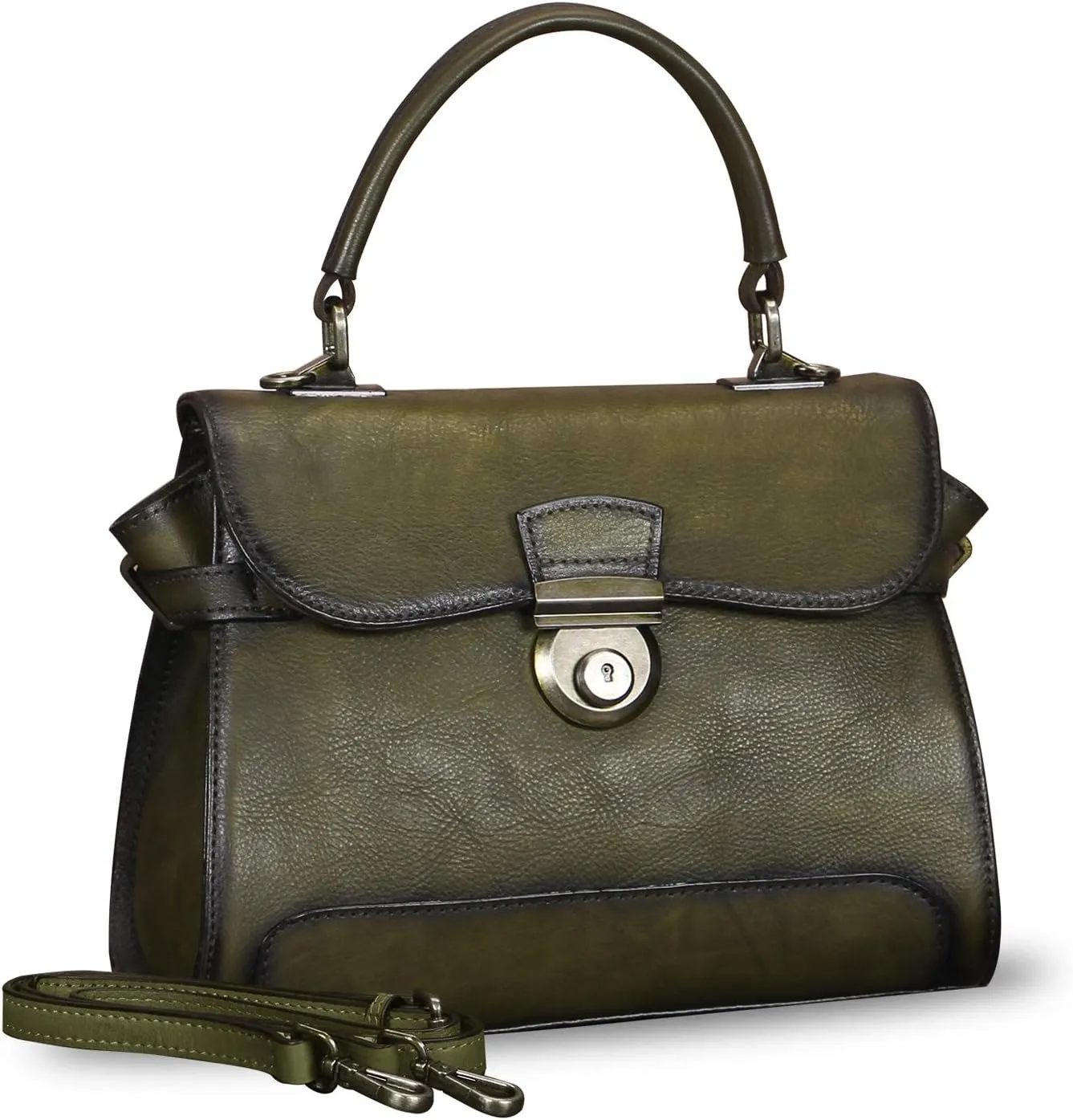 Genuine Leather Purses and Handbags for Women Vintage Real Leather Shoulder Bag Crossbody Purses Satchel Bag with Strap
