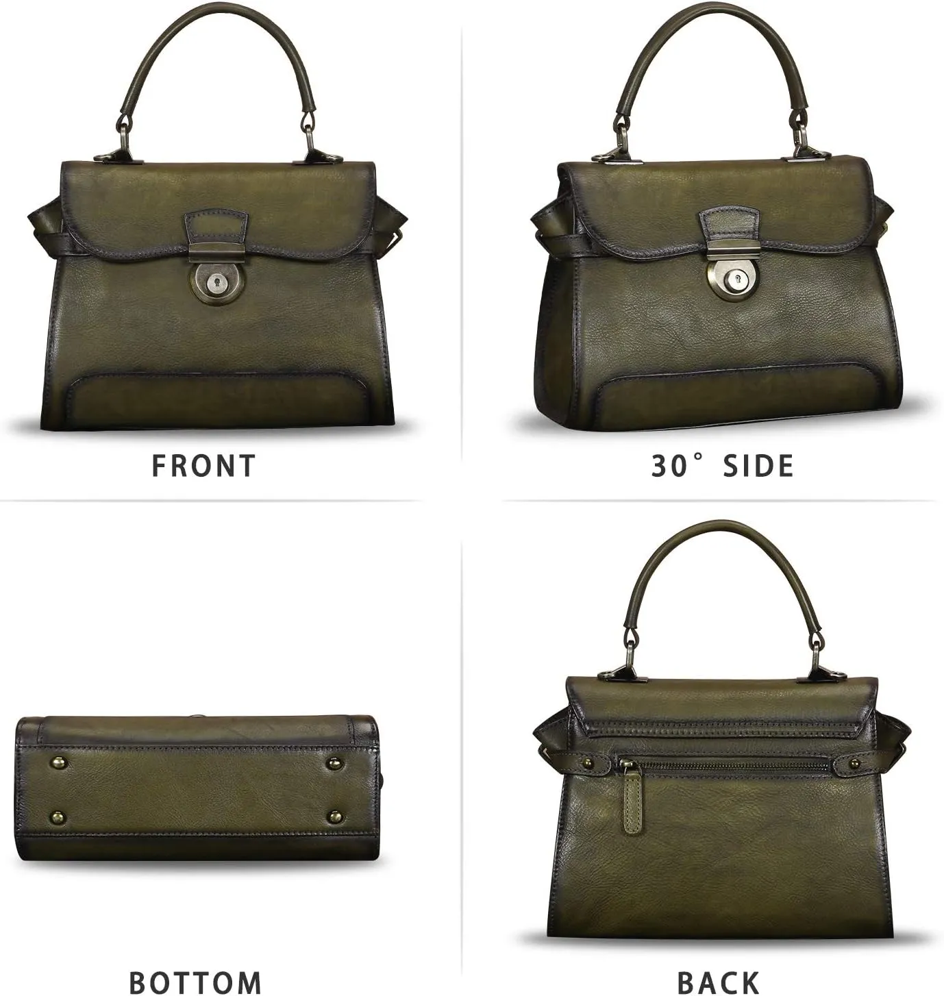 Genuine Leather Purses and Handbags for Women Vintage Real Leather Shoulder Bag Crossbody Purses Satchel Bag with Strap