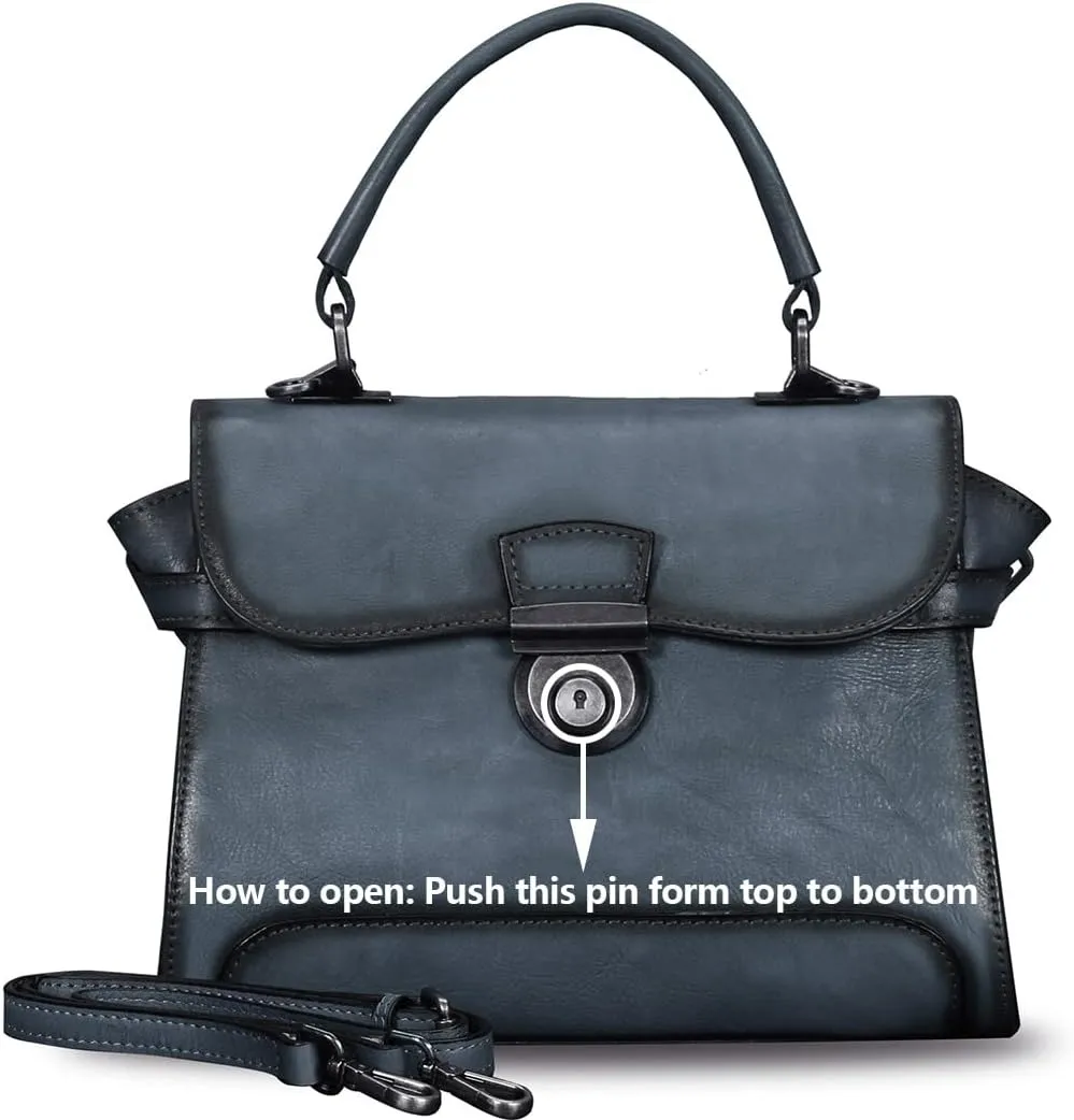 Genuine Leather Purses and Handbags for Women Vintage Real Leather Shoulder Bag Crossbody Purses Satchel Bag with Strap