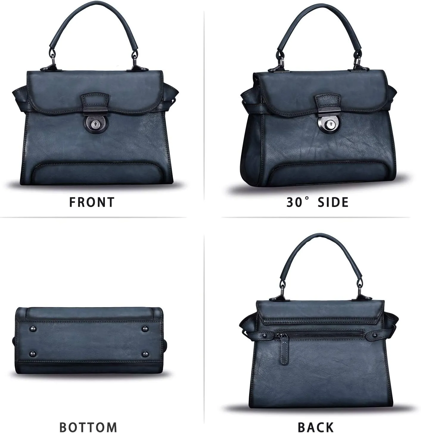 Genuine Leather Purses and Handbags for Women Vintage Real Leather Shoulder Bag Crossbody Purses Satchel Bag with Strap