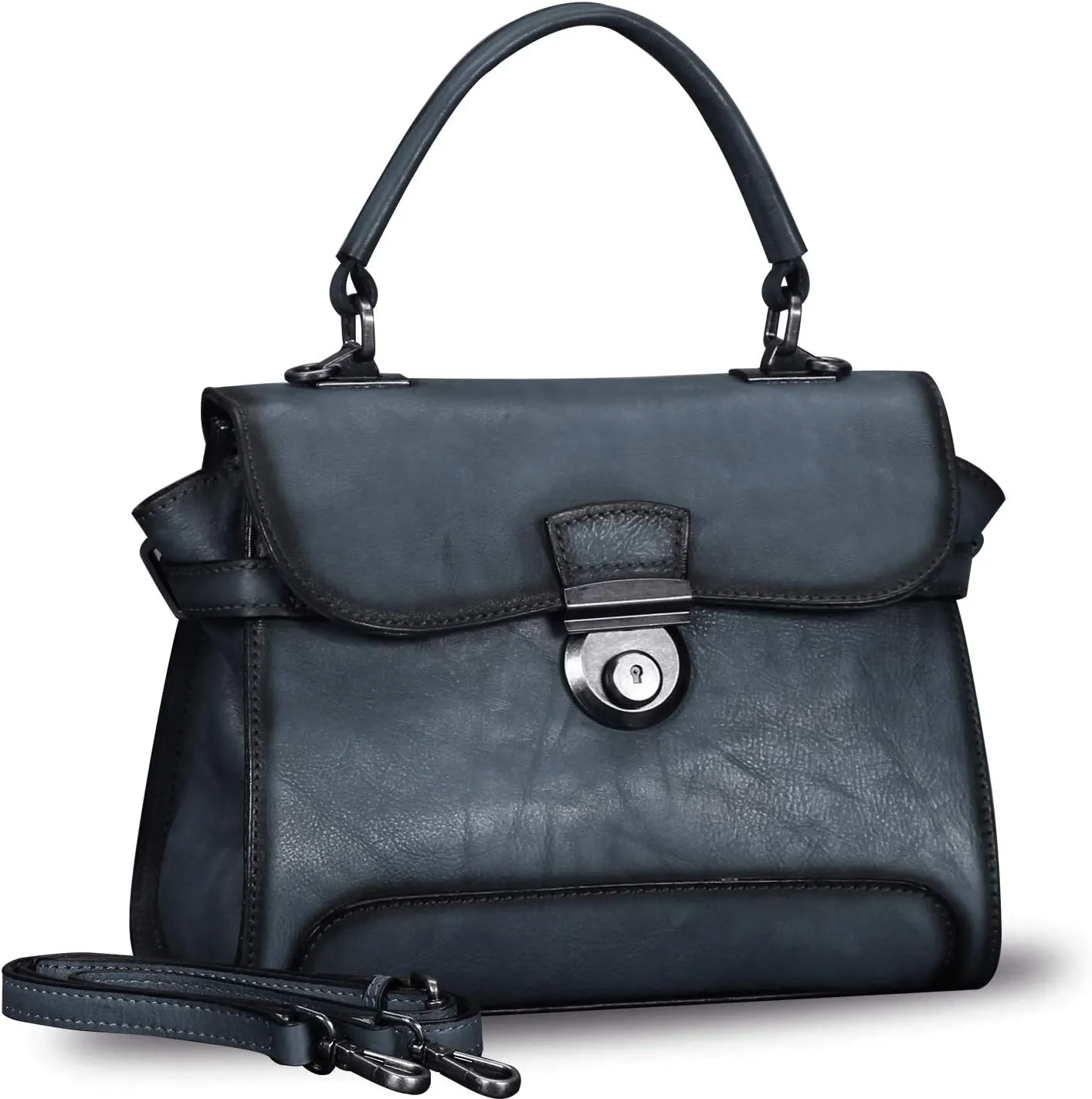 Genuine Leather Purses and Handbags for Women Vintage Real Leather Shoulder Bag Crossbody Purses Satchel Bag with Strap