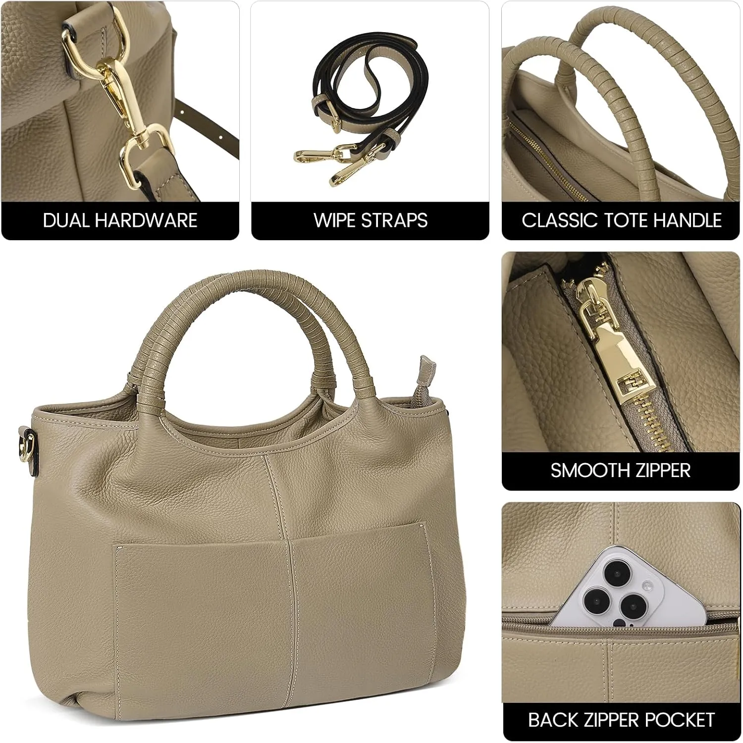 Genuine Leather Purses for Women Crossbody Shoulder Bags Designer Handbags Top Handle Satchel Bag