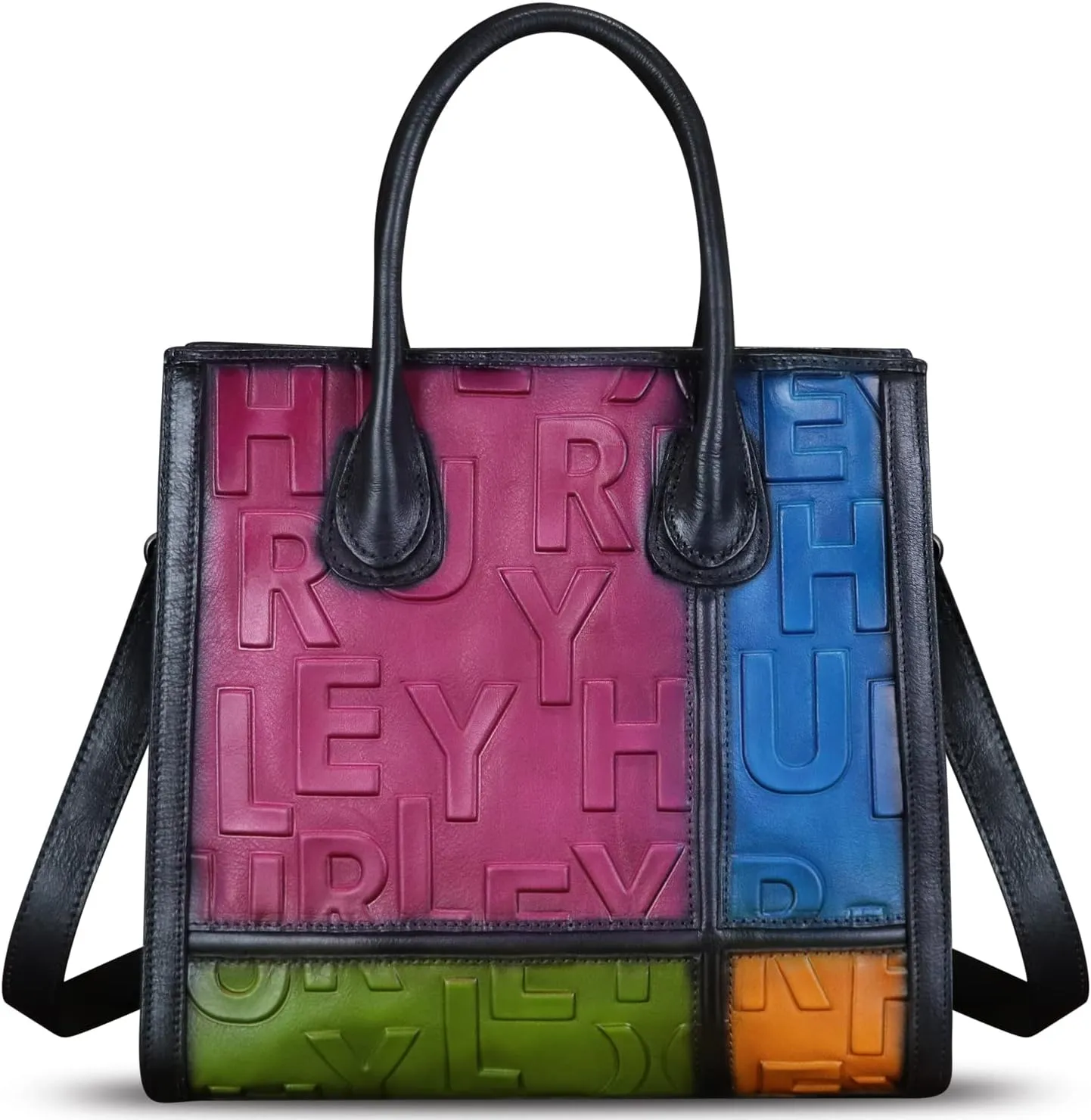 Genuine Leather Satchel for Women Embossed Leather Handbag Top Handle Handbags Handmade Purse Crossbody Work Tote Bag