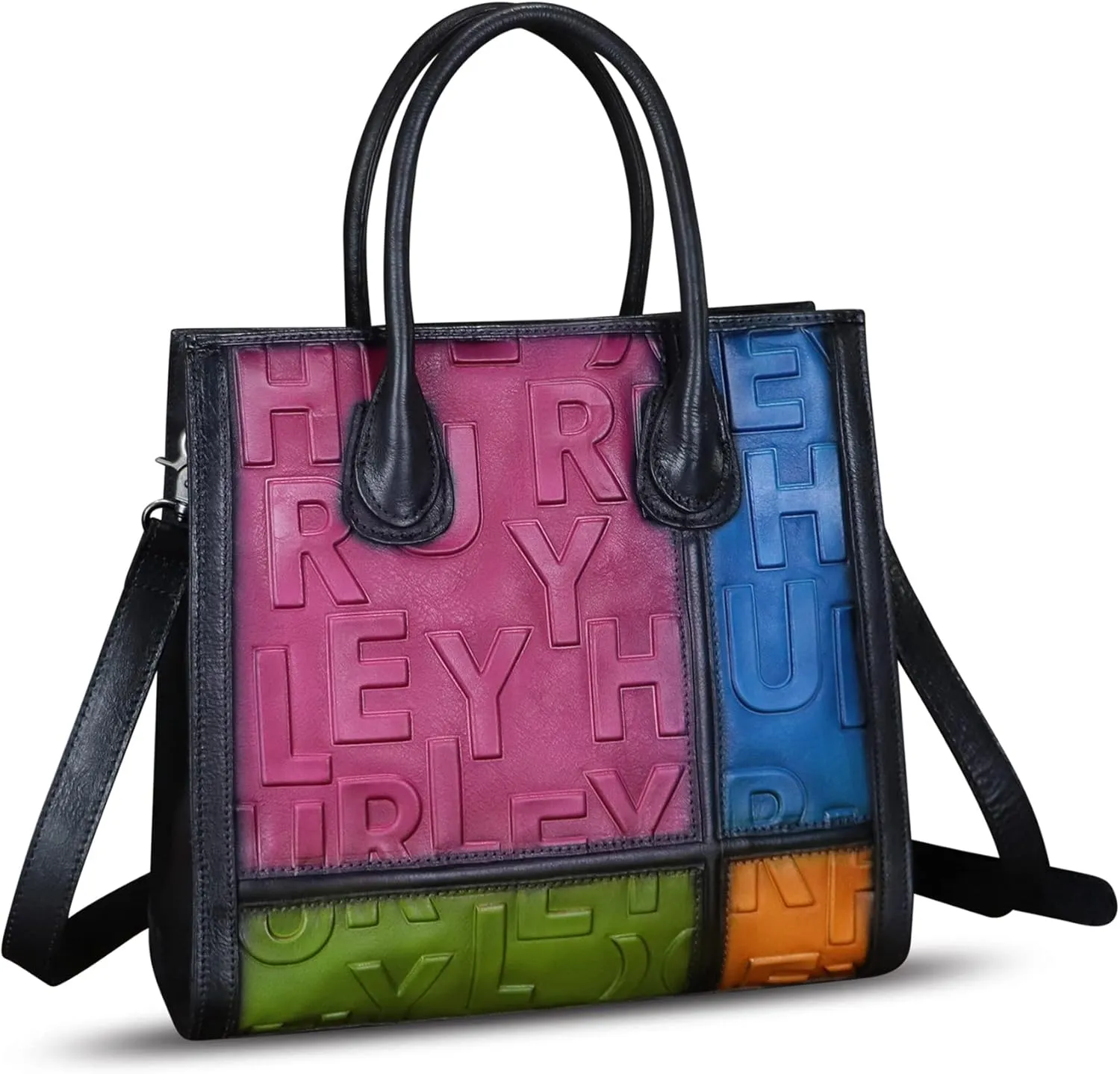 Genuine Leather Satchel for Women Embossed Leather Handbag Top Handle Handbags Handmade Purse Crossbody Work Tote Bag