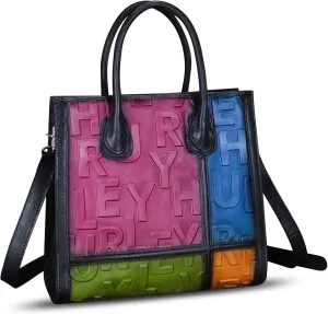 Genuine Leather Satchel for Women Embossed Leather Handbag Top Handle Handbags Handmade Purse Crossbody Work Tote Bag