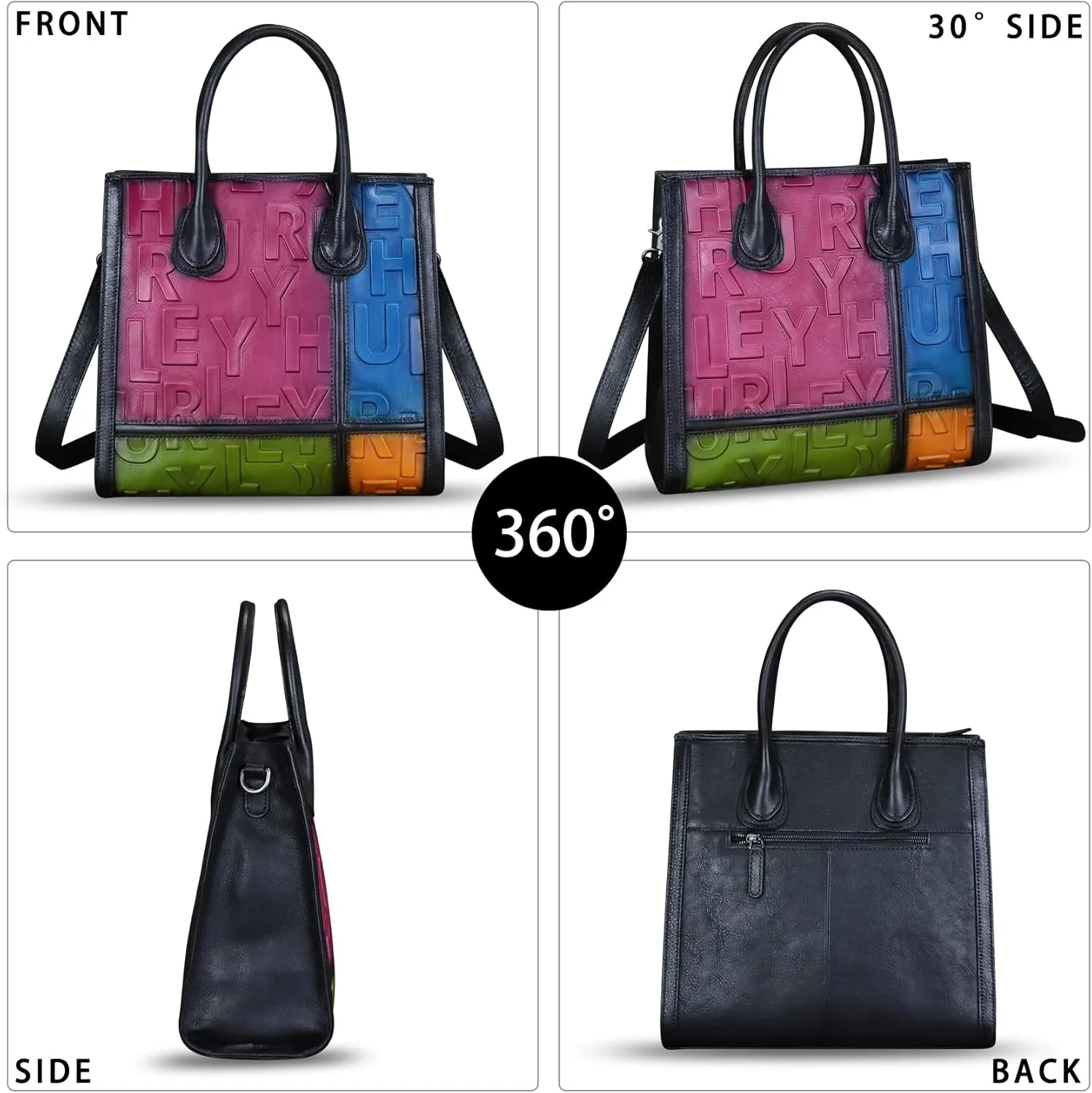 Genuine Leather Satchel for Women Embossed Leather Handbag Top Handle Handbags Handmade Purse Crossbody Work Tote Bag