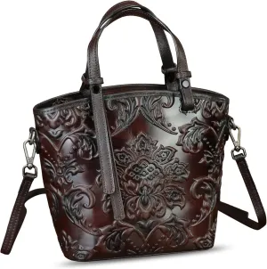 Genuine Leather Satchel for Women Purse Embossed Leather Top Handle Handbag Handmade Crossbody Handbags Tote Bag