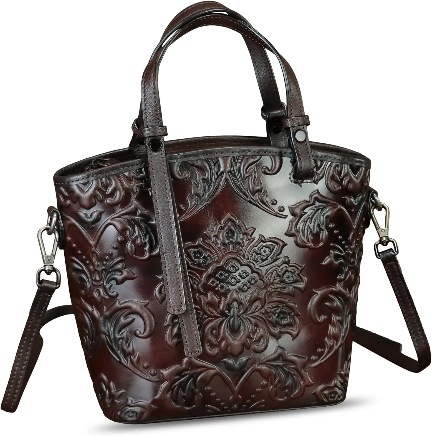 Genuine Leather Satchel for Women Purse Embossed Leather Top Handle Handbag Handmade Crossbody Handbags Tote Bag